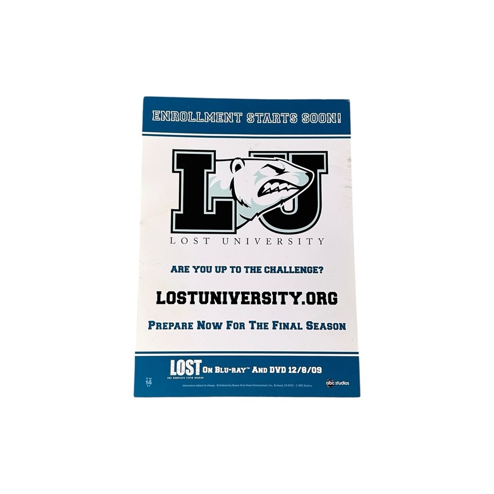 LOST TV Show Promo Flyer Card Lost University Polar Bear Comic Con 2009 Ephemera